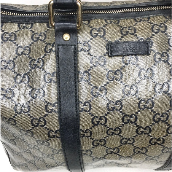 Authentic Gucci silver monogram Boston satchel Bag - Picture 10 of 16